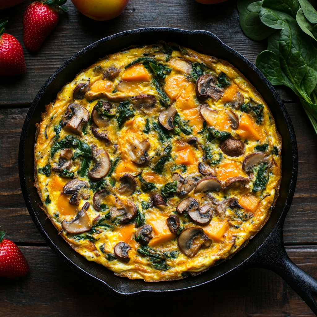 Sausage Frittata with Spinach and Mushrooms