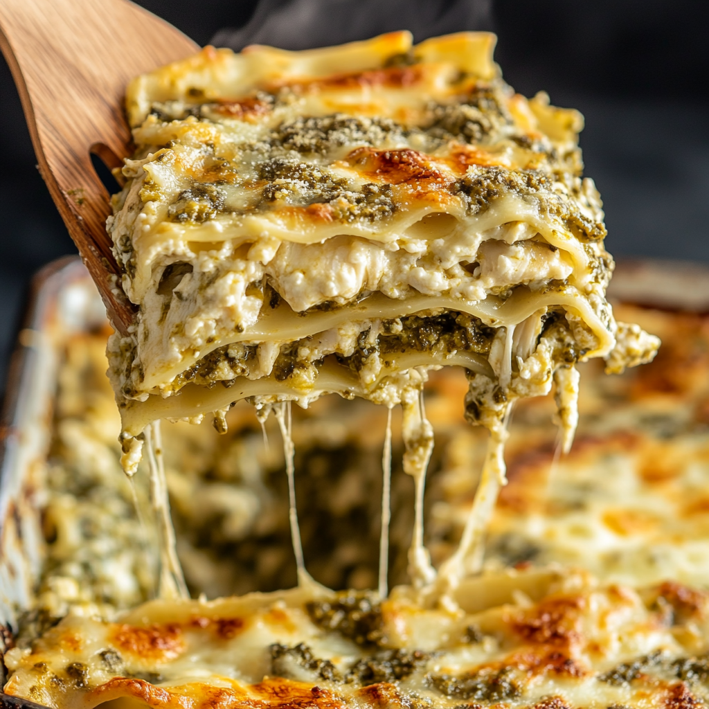 Creamy Chicken Pesto Lasagna Roll Ups
