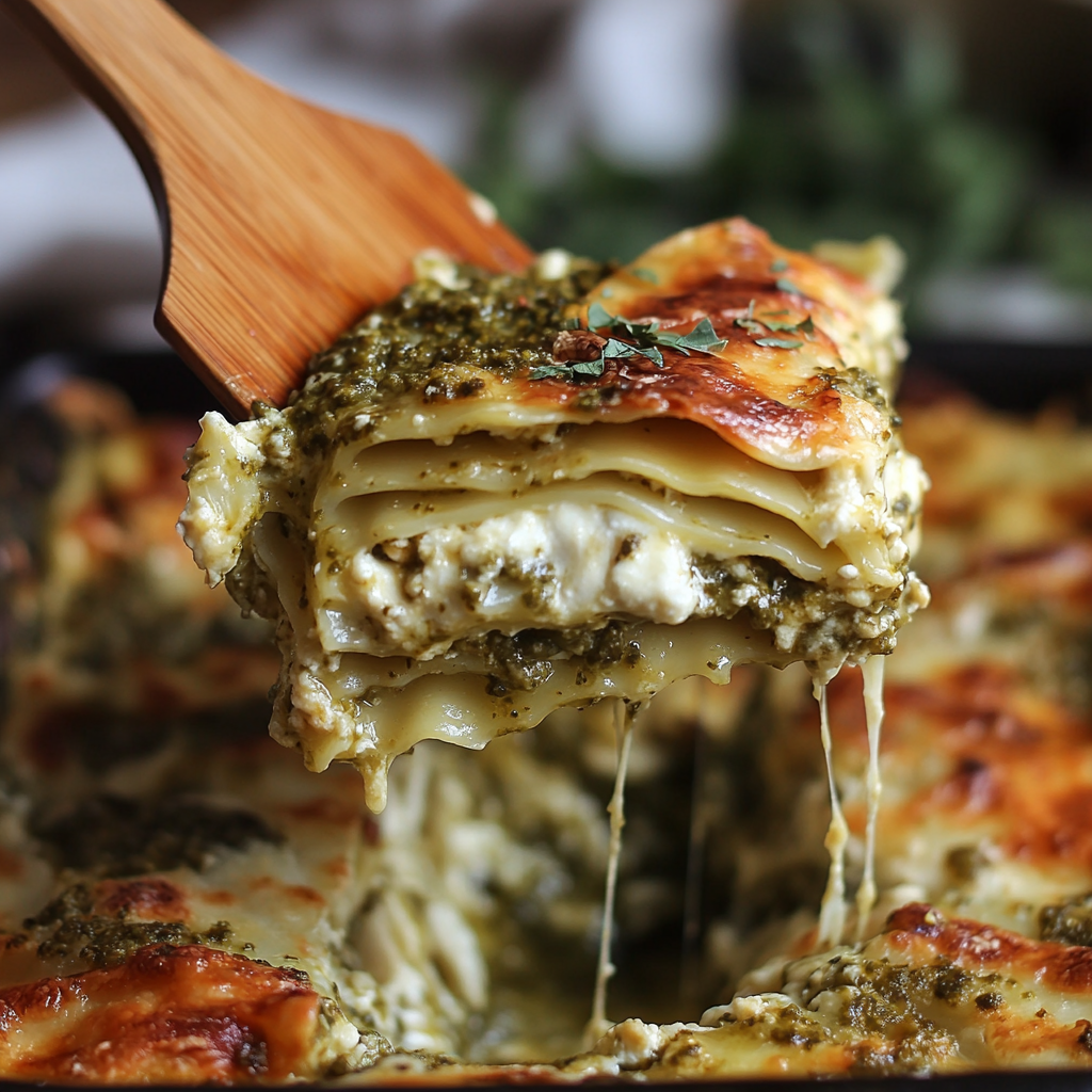 Creamy Chicken Pesto Lasagna Roll Ups