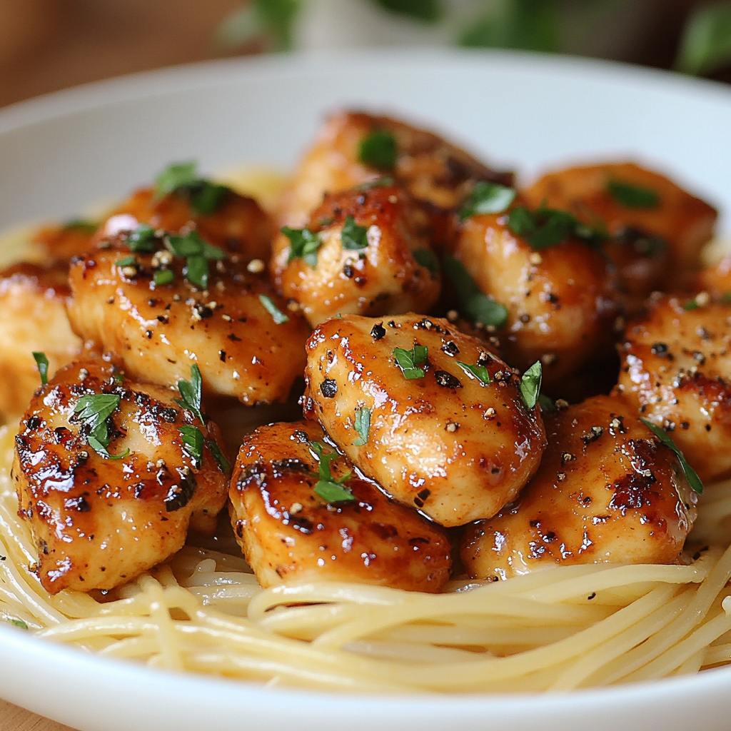 Delicious Garlic Butter Chicken Bites Pasta Recipe