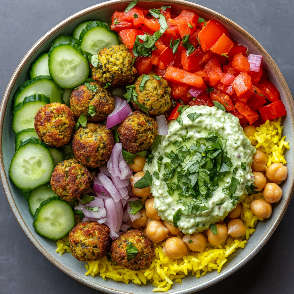 Sheet Pan Kofta Meatballs with Veggies and Green Tahini Sauce