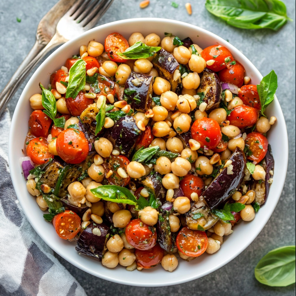 Mediterranean Eggplant Chickpea Salad