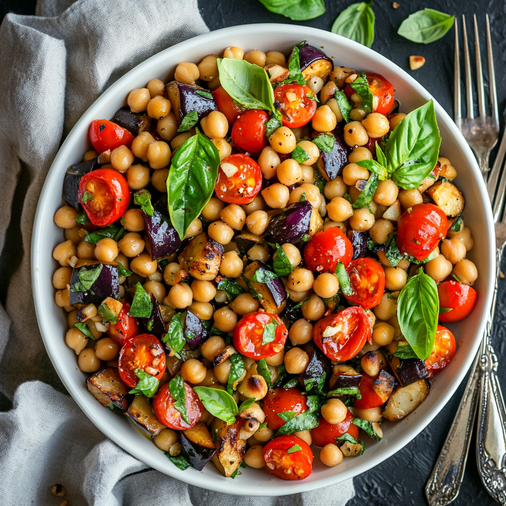 Mediterranean Eggplant Chickpea Salad