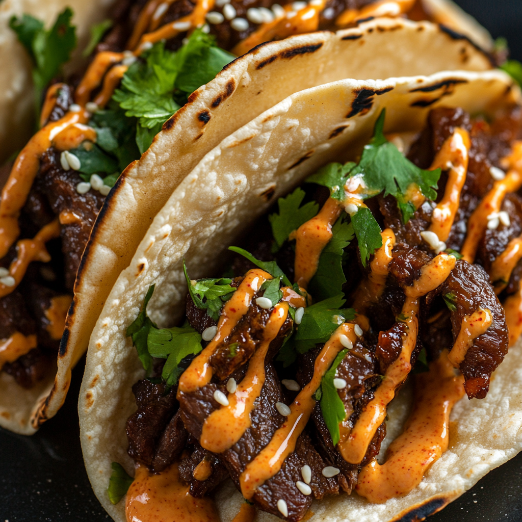 Garlic Butter Honey BBQ Beef Tacos