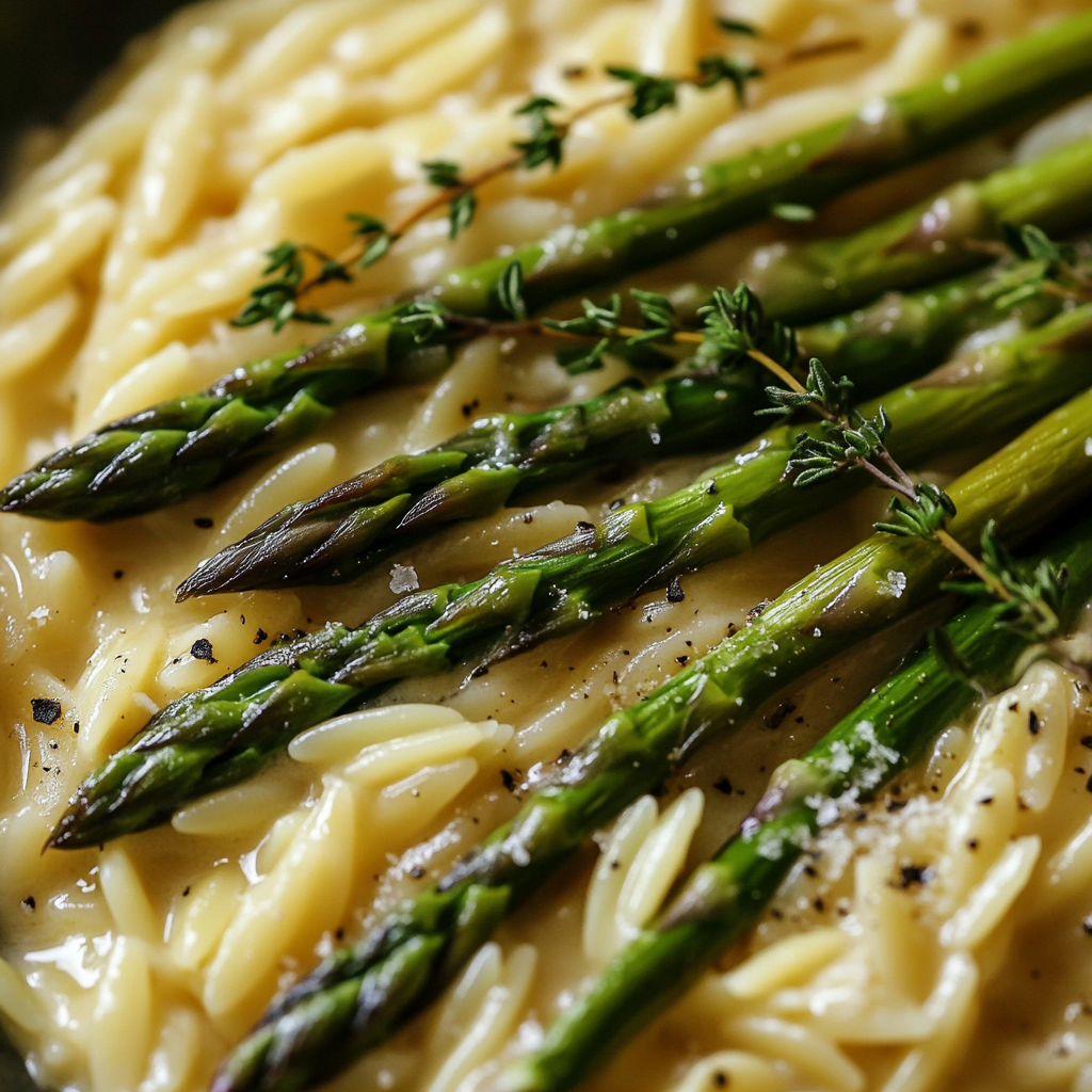Garlic Butter Asparagus Orzo
