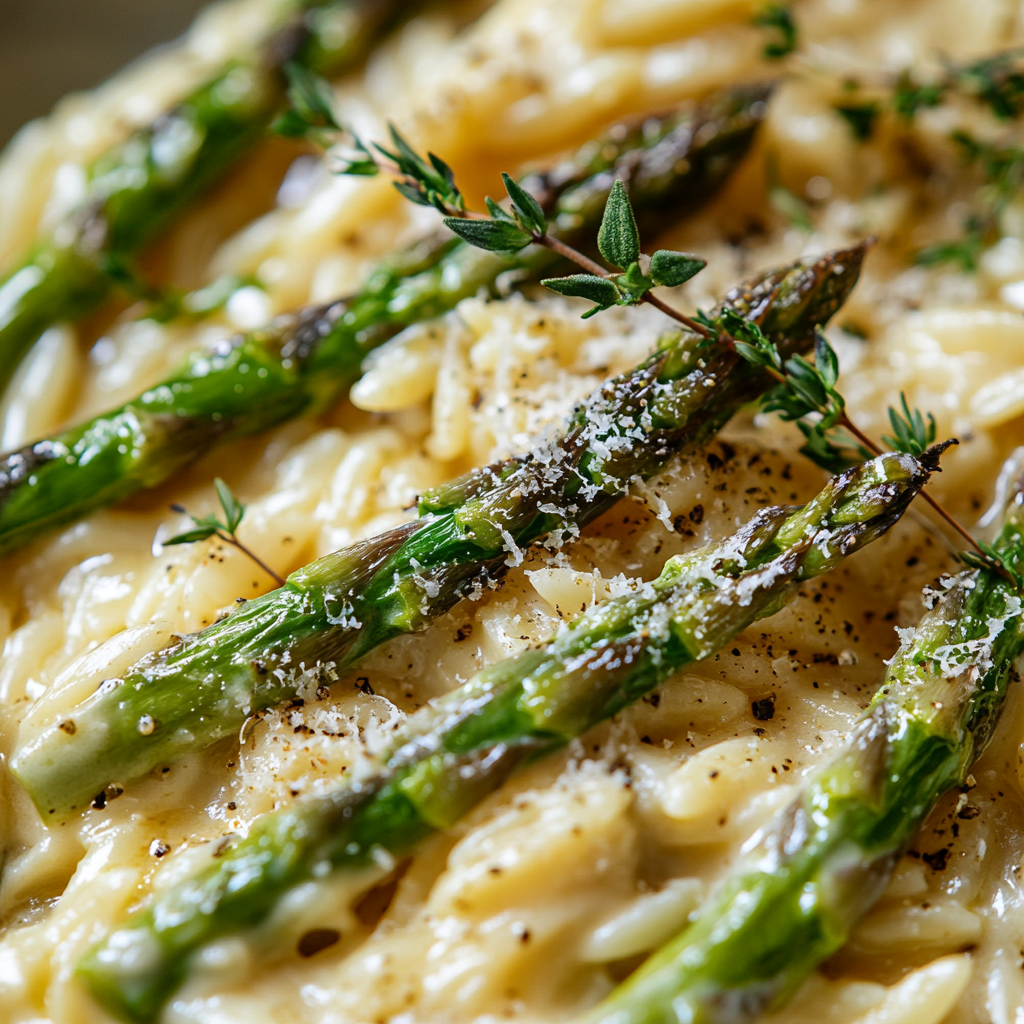 Garlic Butter Asparagus Orzo
