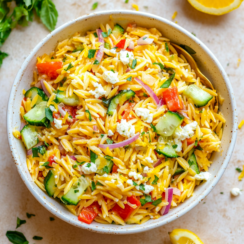 Easy Lemon Orzo Salad With Feta