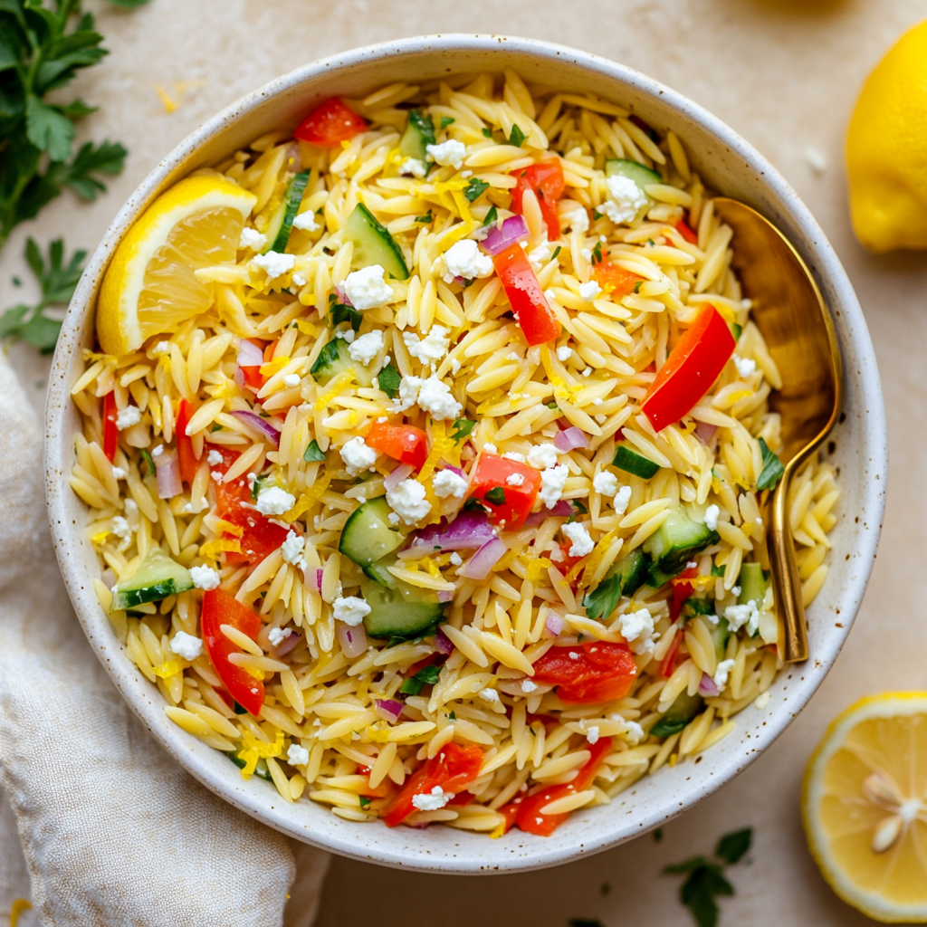 Easy Lemon Orzo Salad With Feta