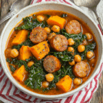 Smokey Sausage, Kale & Sweet Potato Soup