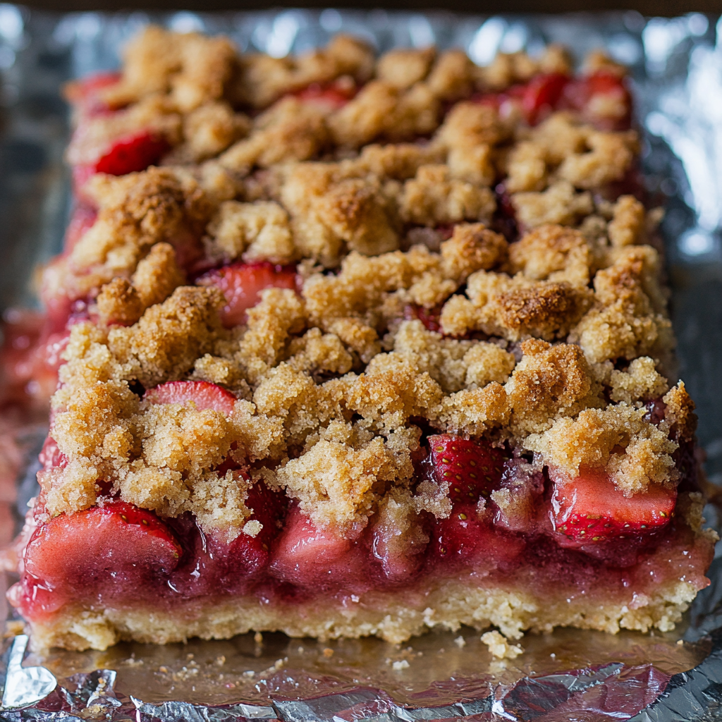 Strawberry Rhubarb Crisp Bars