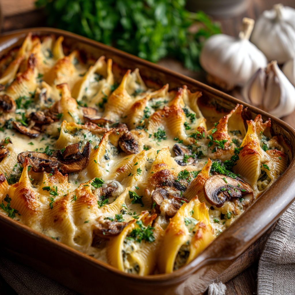 Creamy Garlic Mushroom Stuffed Shells