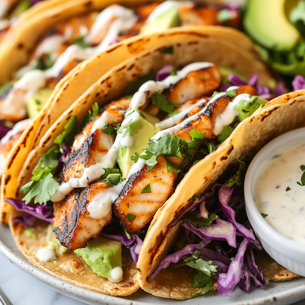 Fish Tacos with Lime Crema