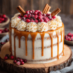 Gingerbread Cake with Cinnamon Cream Cheese Frosting and Caramel Drizzle