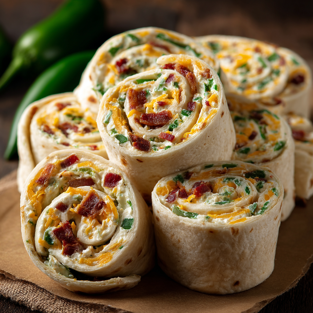 Jalapeno Popper Cream Cheese Pinwheels with Tortillas