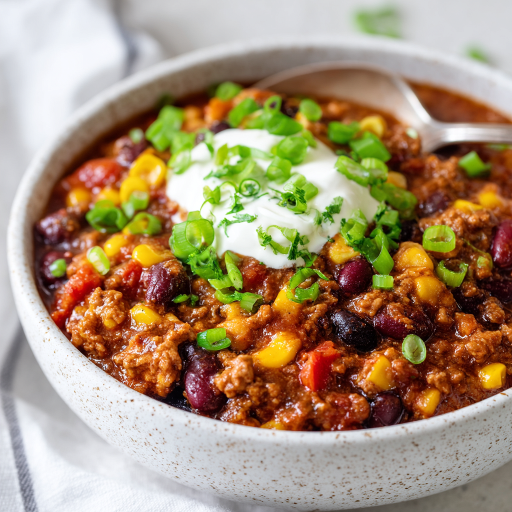 High Protein Chili {Kid-friendly, Slow Cooker}