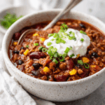 High Protein Chili {Kid-friendly, Slow Cooker}