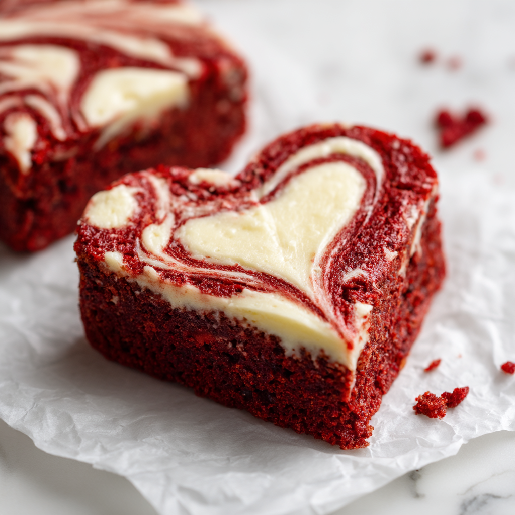 Delicious Heart-Shaped Red Velvet Cheesecake