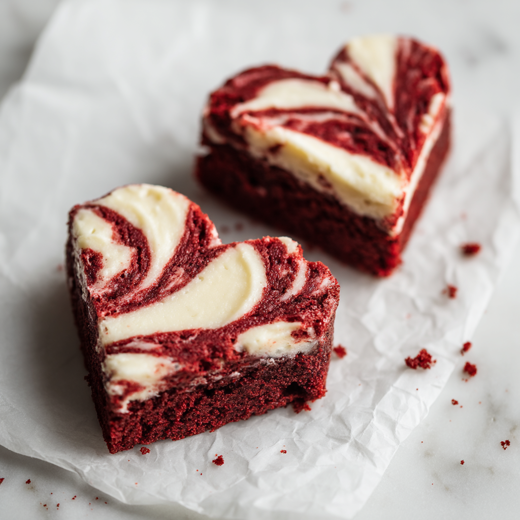 Delicious Heart-Shaped Red Velvet Cheesecake