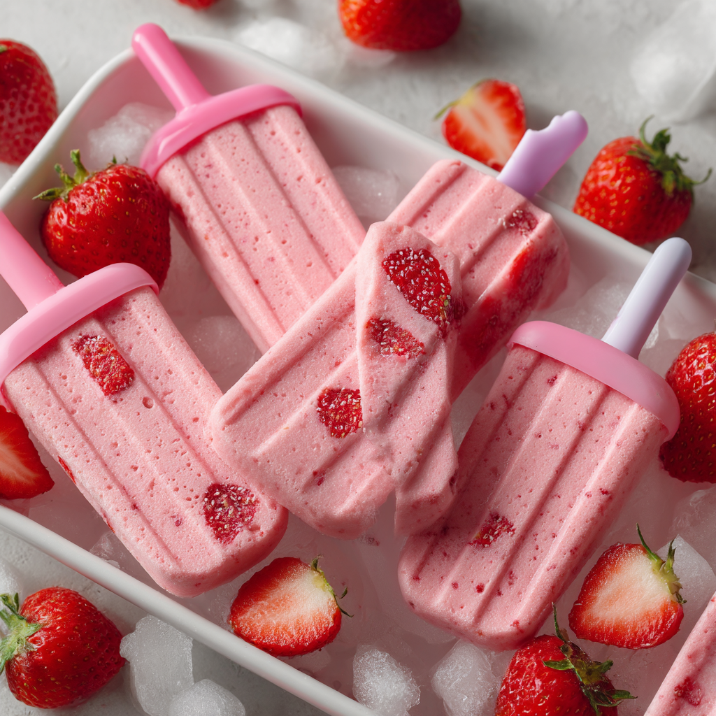 Strawberry Popsicles for Kids