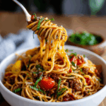 Crockpot Taco Spaghetti
