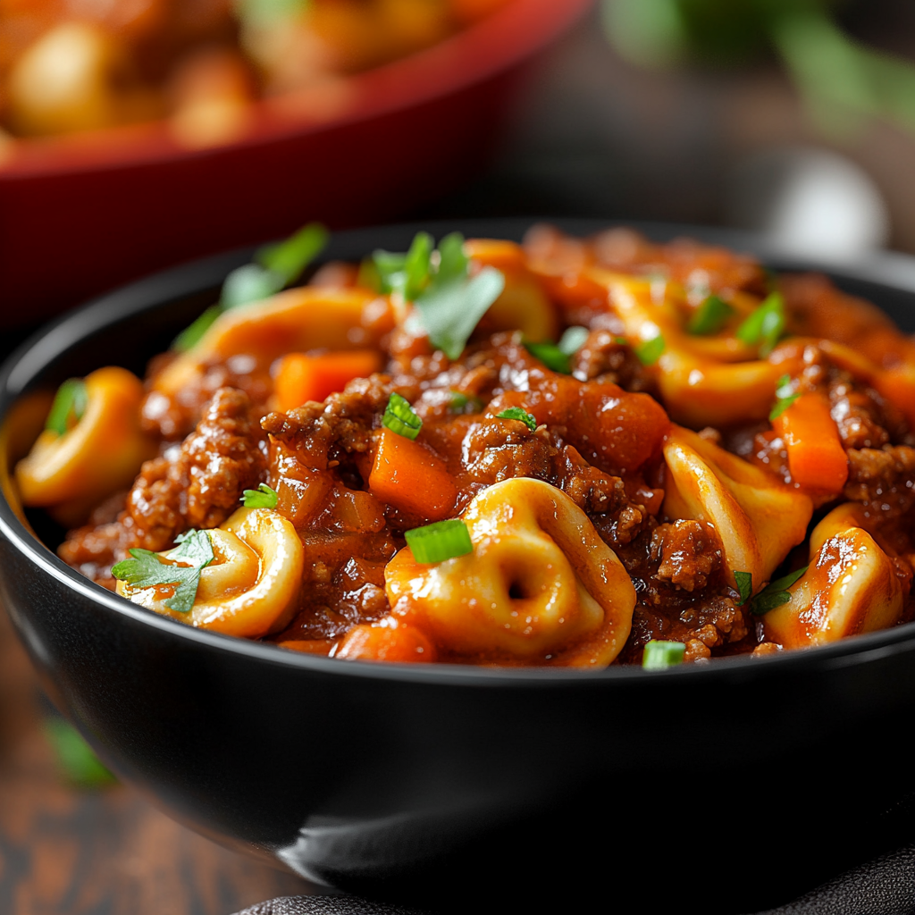 Cheesy Beef Enchilada Tortellini Skillet