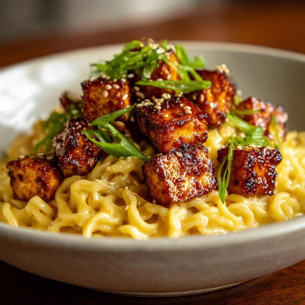 Spicy Sesame Zoodles with Crispy Tofu Recipe - Recipe Image