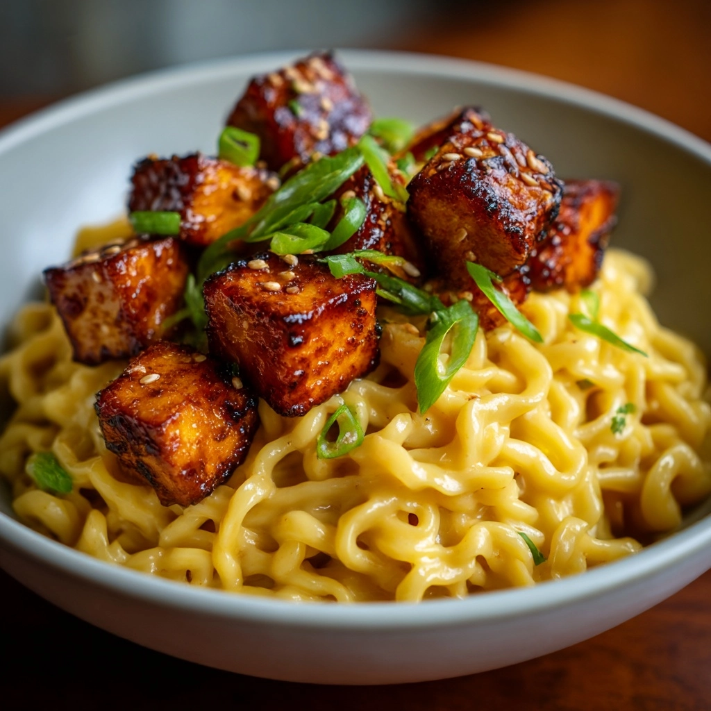 Spicy Sesame Zoodles with Crispy Tofu Recipe - Recipe Image