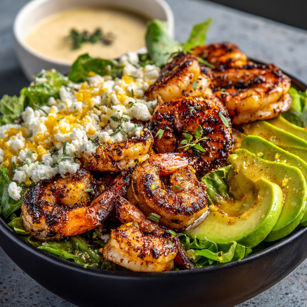 Hot Honey Blackened Shrimp Caesar Salad