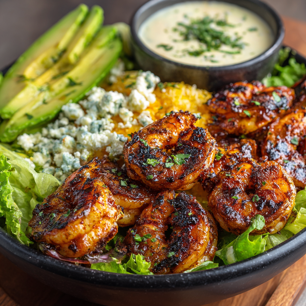 Hot Honey Blackened Shrimp Caesar Salad
