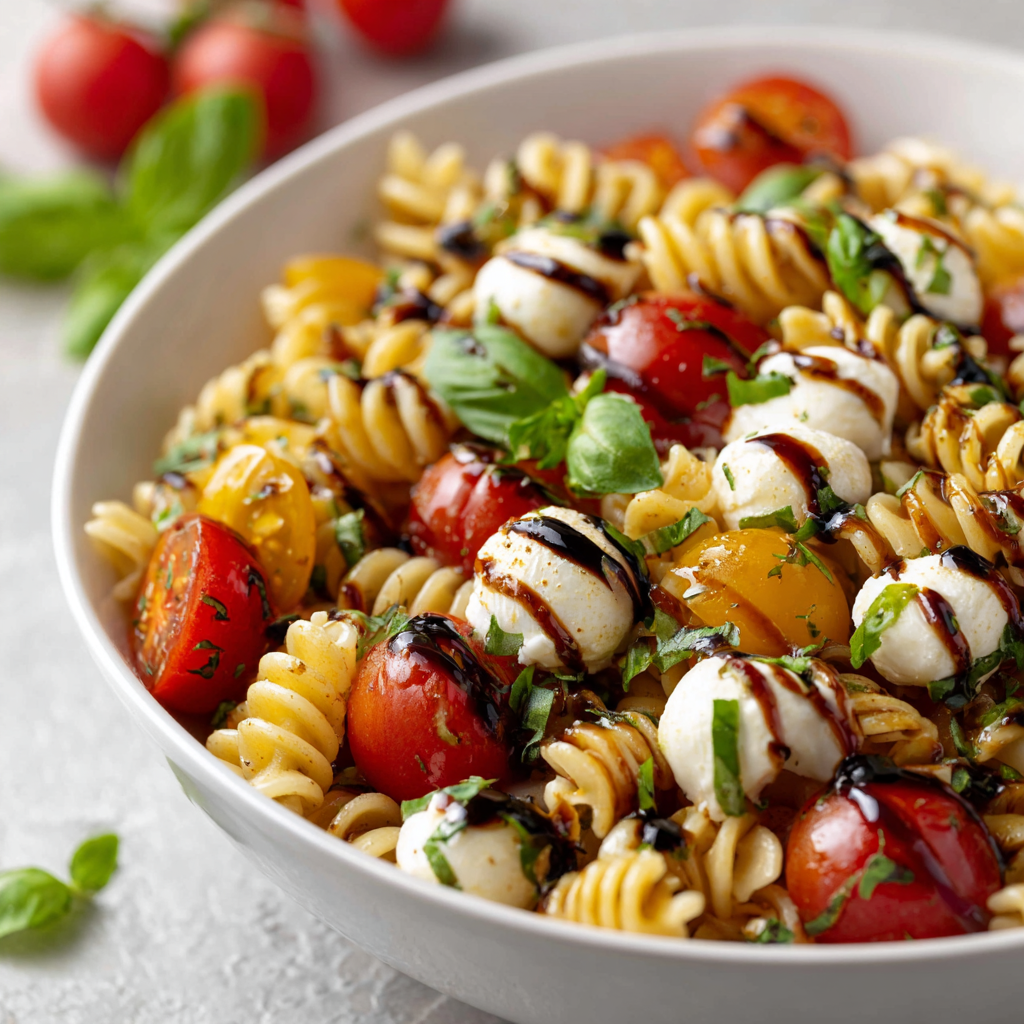Caprese Pasta Salad with Balsamic Glaze