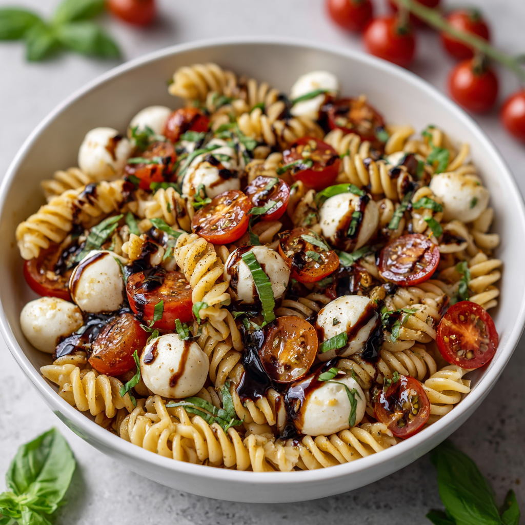 Caprese Pasta Salad with Balsamic Glaze