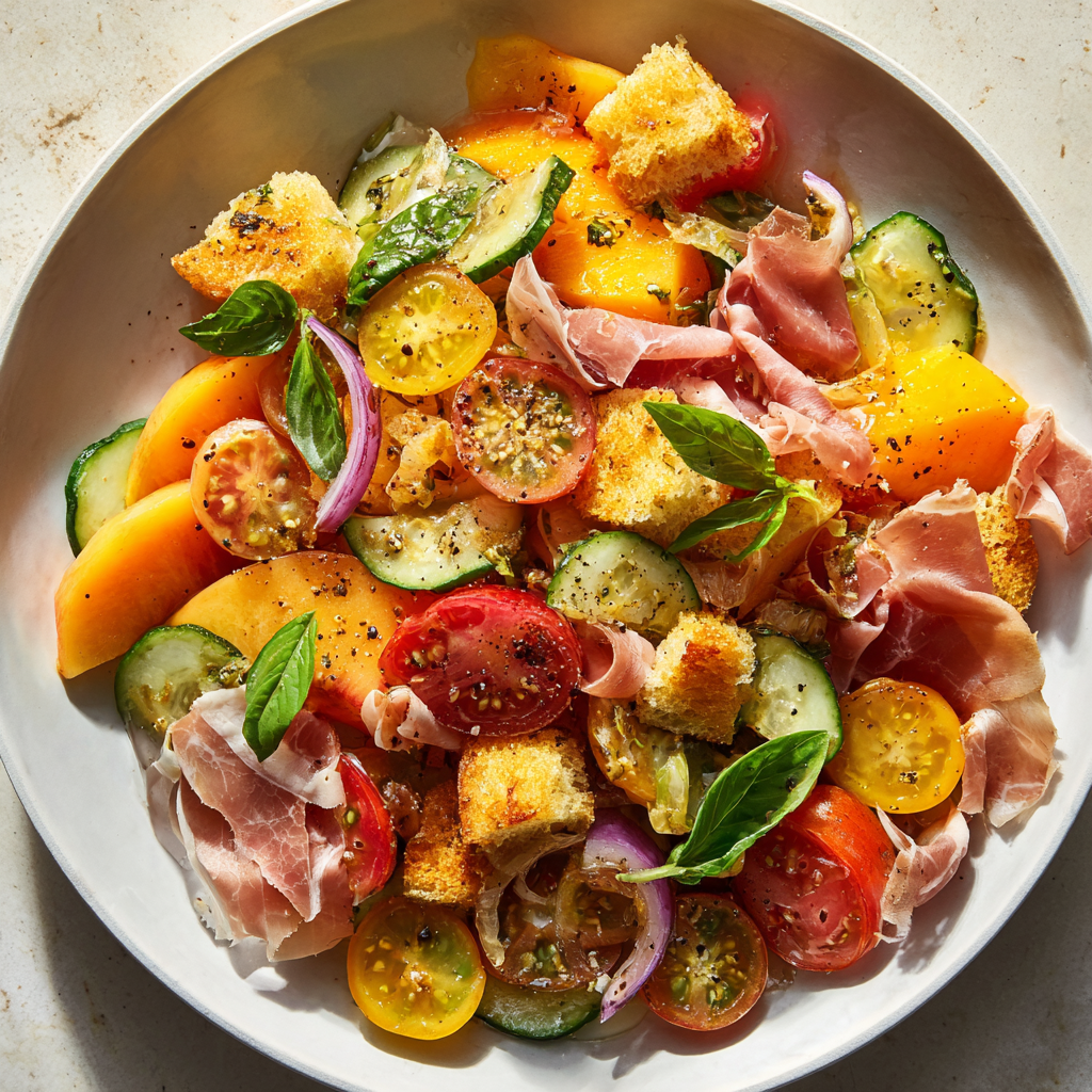 Peach Panzanella Salad