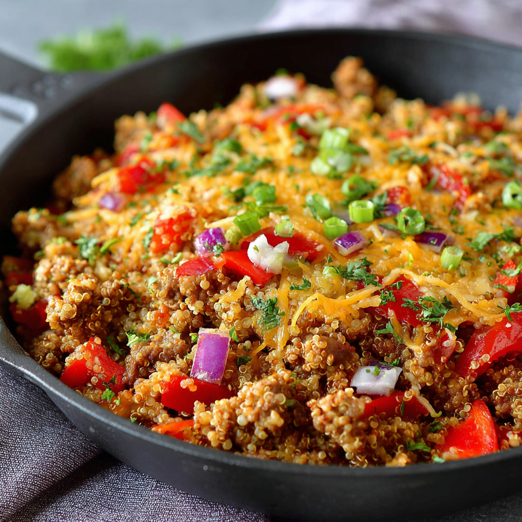 Easy Ground Beef Quinoa Skillet