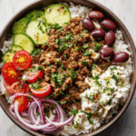 Healthy Greek Ground Turkey Rice Bowl