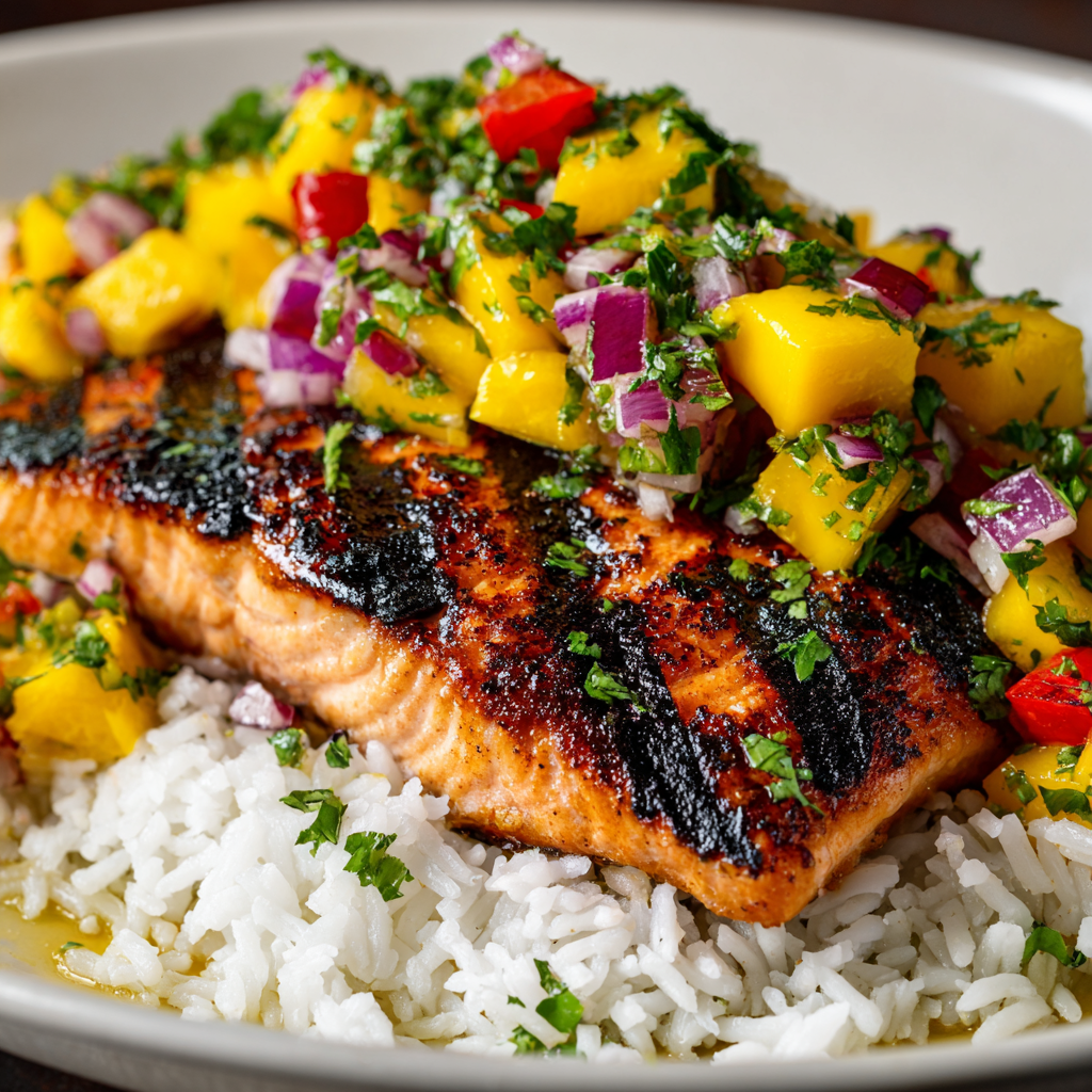 Healthy Grilled Salmon with Mango Salsa