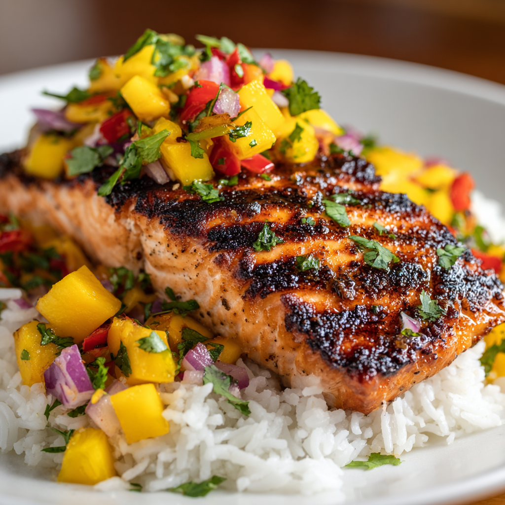 Healthy Grilled Salmon with Mango Salsa