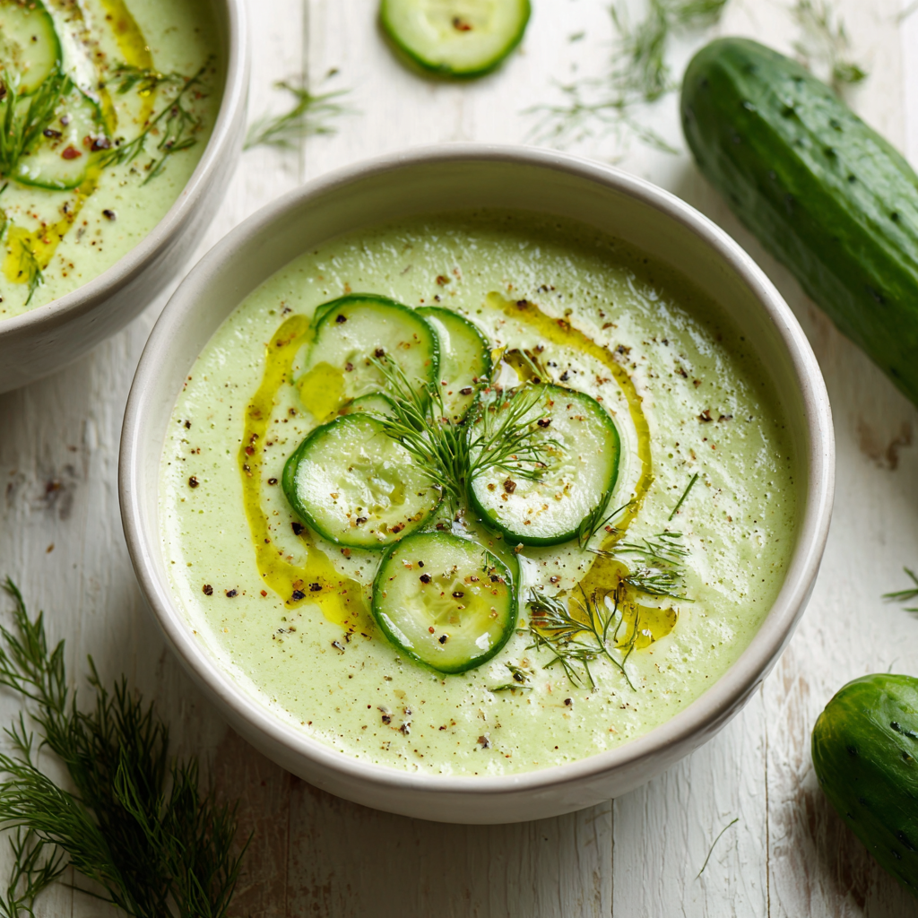 Cold Cucumber Soup with Yogurt and Dill