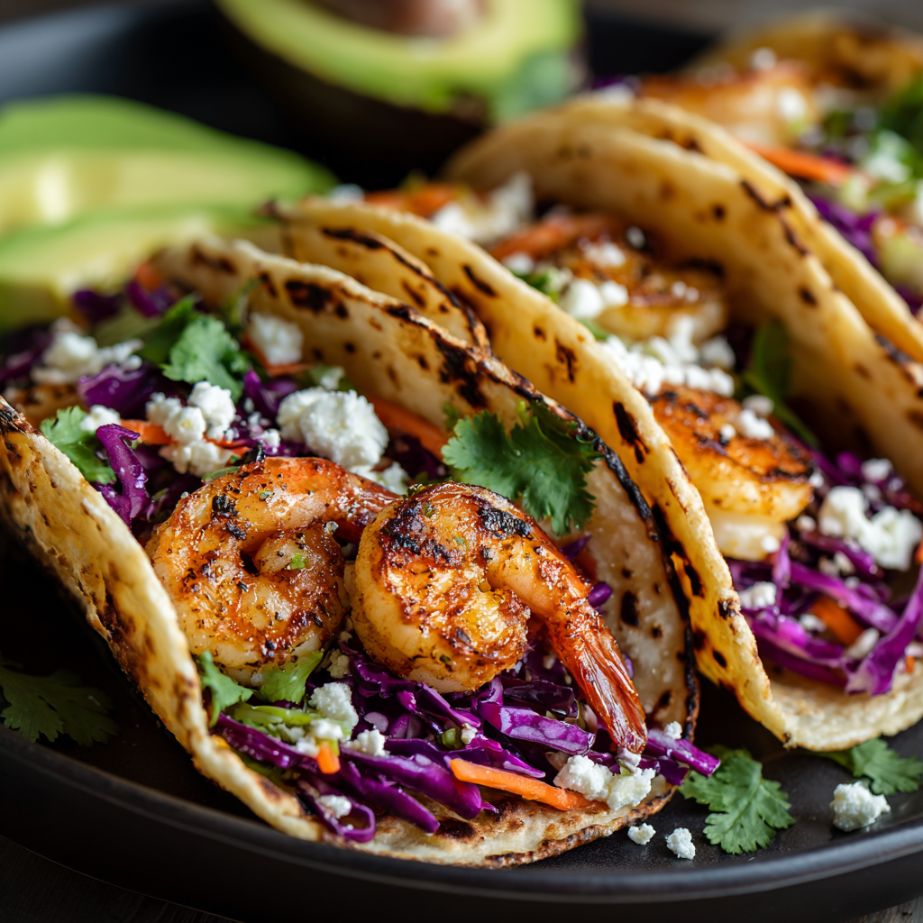 Grilled Shrimp Tacos with Cabbage Slaw