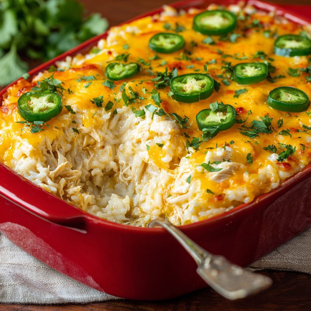 Easy Green Chile Chicken and Rice Casserole