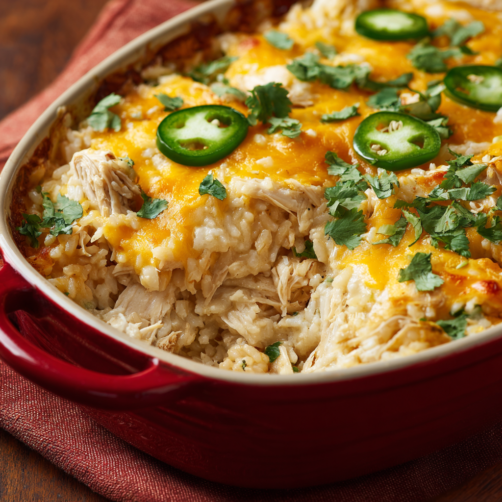 Easy Green Chile Chicken and Rice Casserole