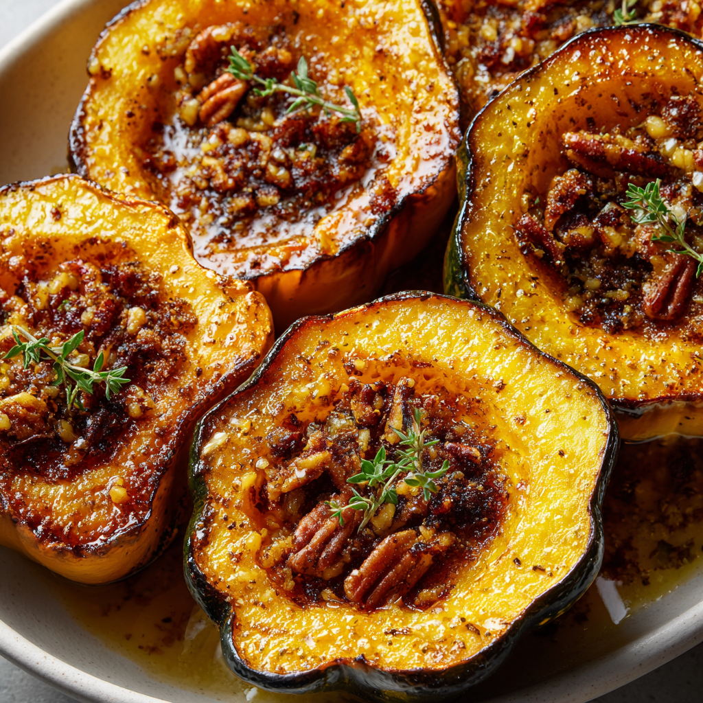 Baked Pecan Thyme Acorn Squash
