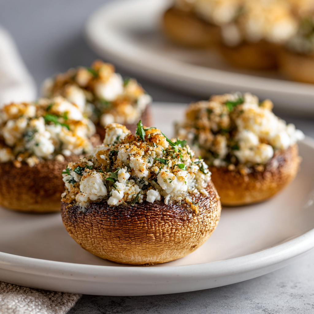 Garlic Butter and Feta Stuffed Mushrooms