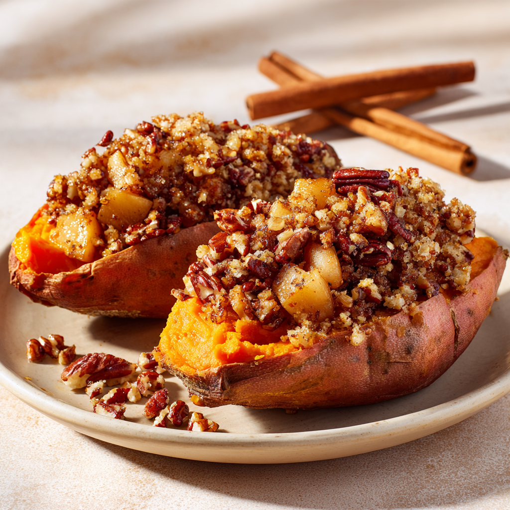 Apple Spiced Stuffed Sweet Potatoes