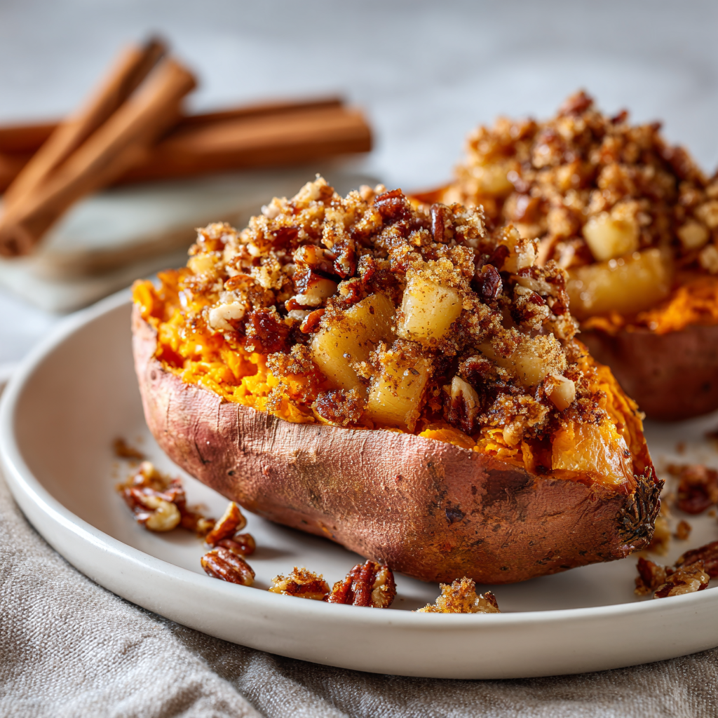 Apple Spiced Stuffed Sweet Potatoes