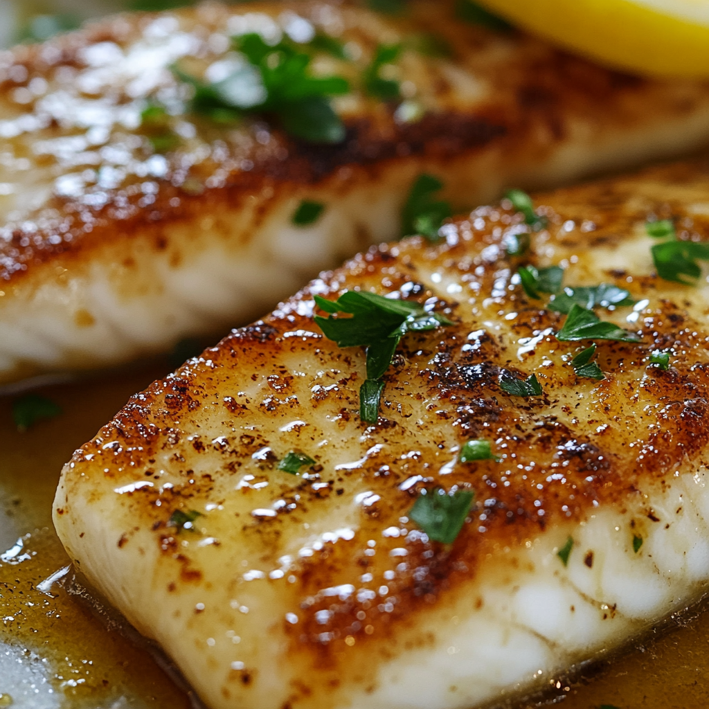 Crispy Pan Fried Tilapia with Garlic Lemon Butter Sauce