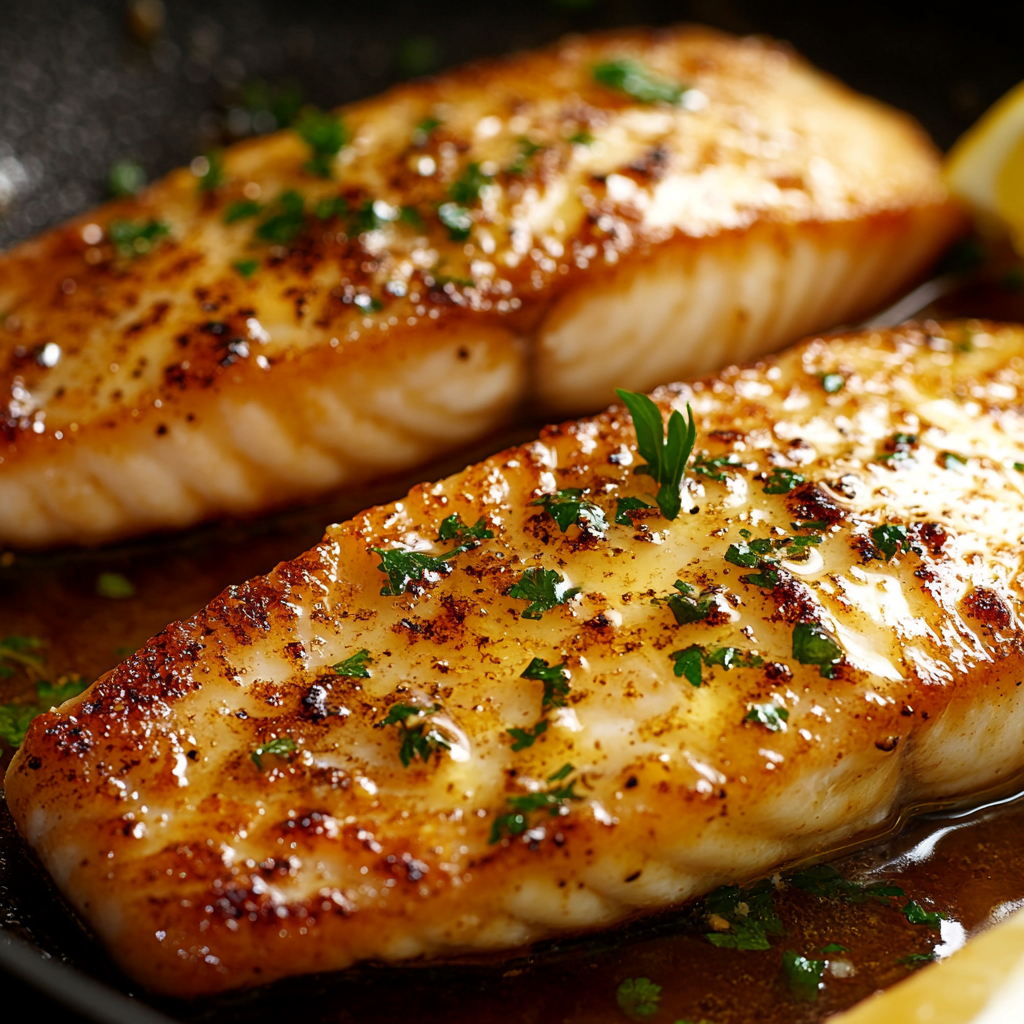 Crispy Pan Fried Tilapia with Garlic Lemon Butter Sauce