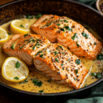 Baked Salmon with Lemon Butter Cream Sauce