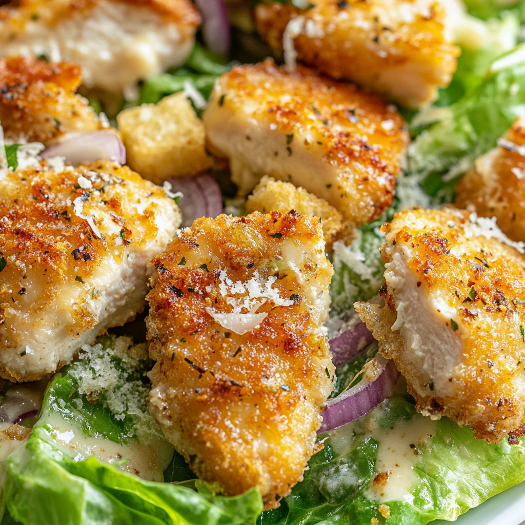 Parmesan Crusted Salmon Caesar Salad