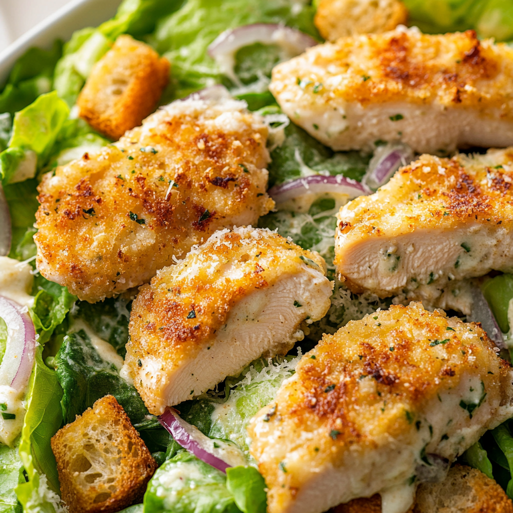 Parmesan Crusted Salmon Caesar Salad