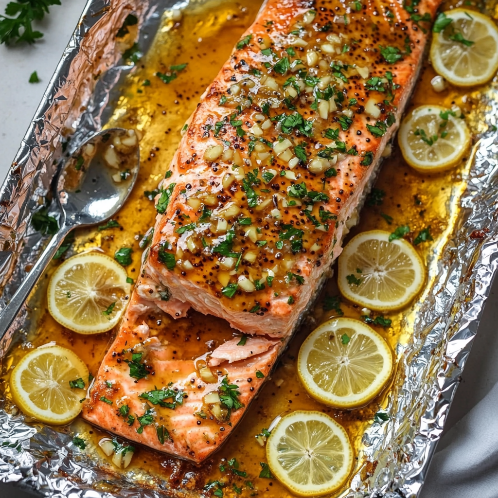 Spicy Honey Garlic Salmon in Foil